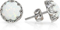 925 Sterling Silver Gemstone Studs Earrings for Women - 8mm Opal