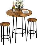 3 Piece Pub Dining Set Round Bar Table and Stools - Compact Bistro Set