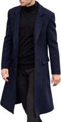 Men's Casual Trench Coat Slim Fit Notched Collar Long Jacket - Warm US