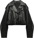 LY VAREY LIN Faux Leather Cropped Jacket - Distressed Biker Style