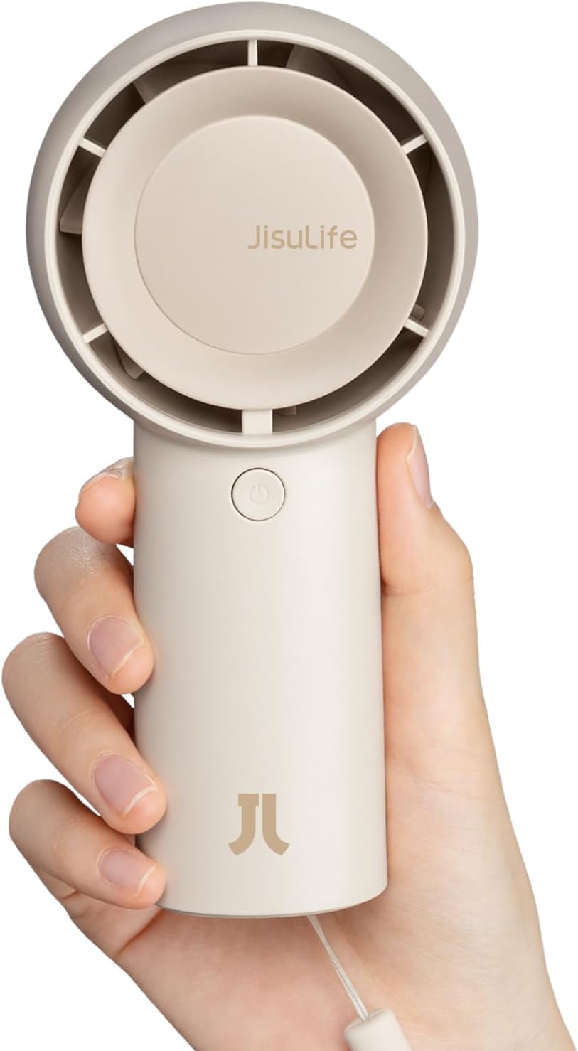 JISULIFE Pocket Fan: 16H Max Cooling Time, 5 Speeds