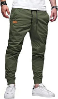 Mens Cotton Drawstring Joggers Pants - Tapered Twill Chino Fit