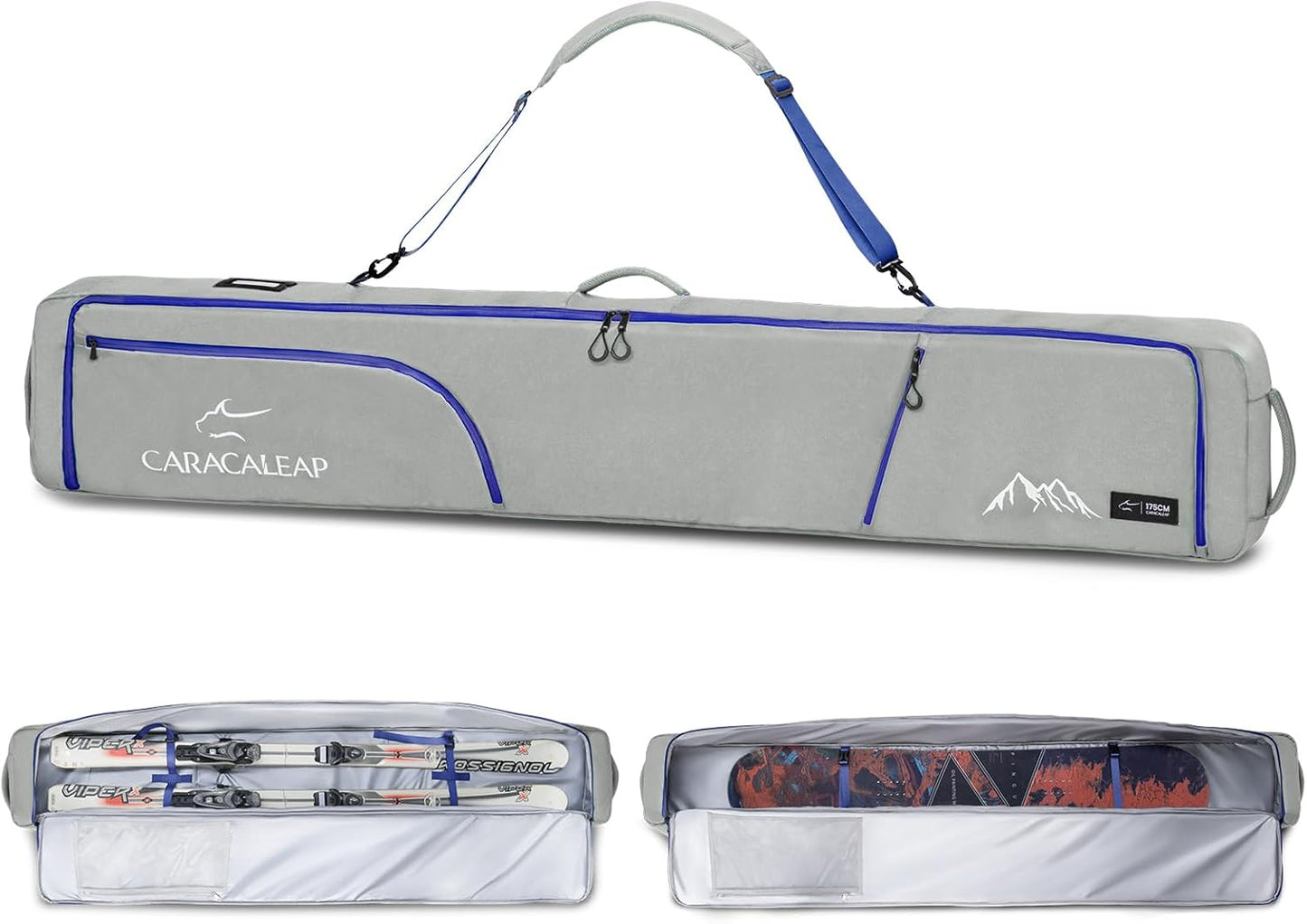 Padded Double Snowboard Bag, Water-Resistant, Ski Gear Travel