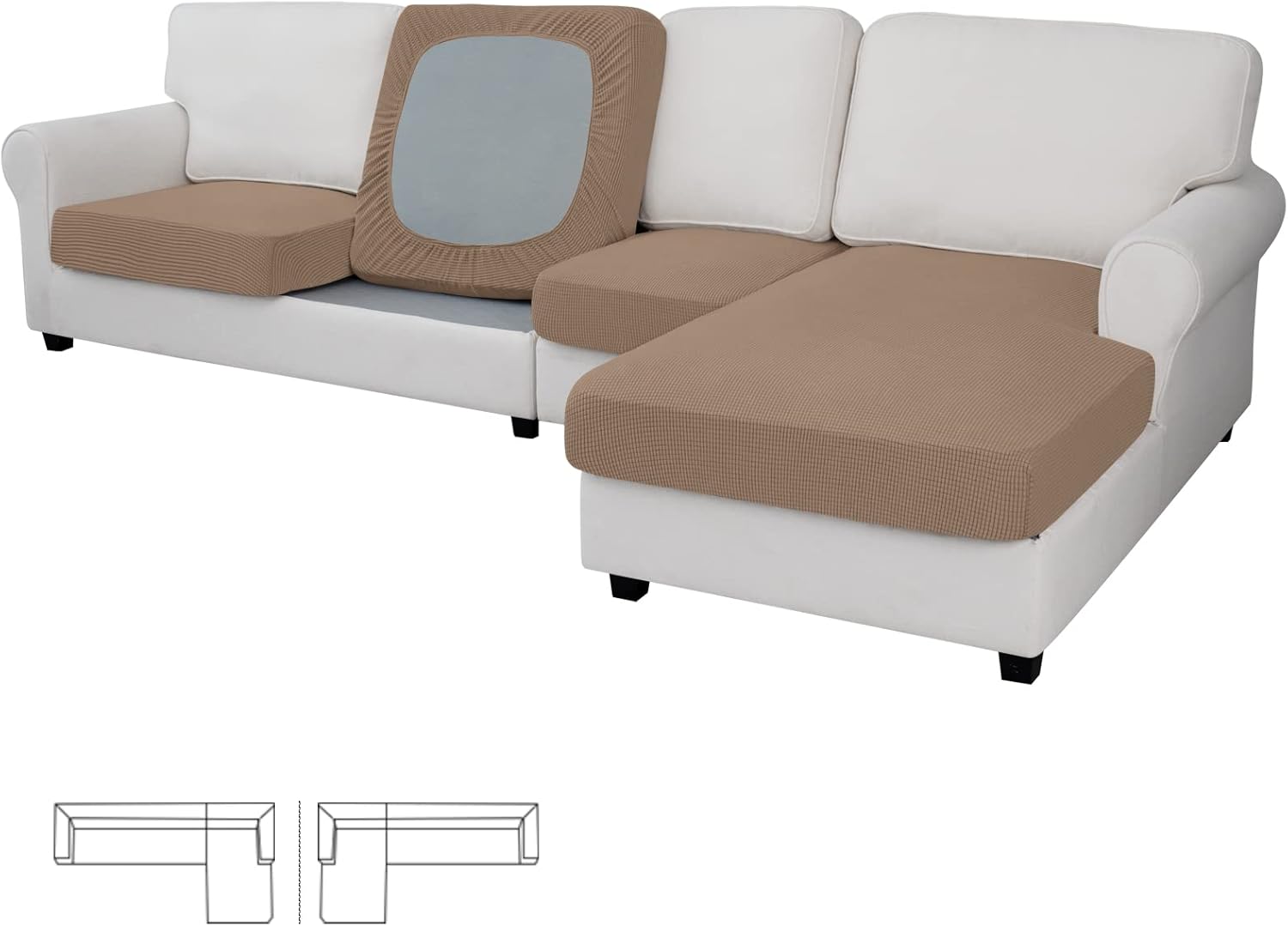 Easy-Going Stretch Couch Cushion Covers for Sectional Sofas