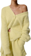 Yimoon Fuzzy Cardigan Sweater V Neck Button Down - Cozy Layering