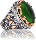 Unique Inlaid 925 Sterling Silver Mens Ring - Vintage Elegant Ring