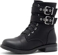 Florence2 Women's Mid-Calf Combat Booties - Chunky Lug Sole