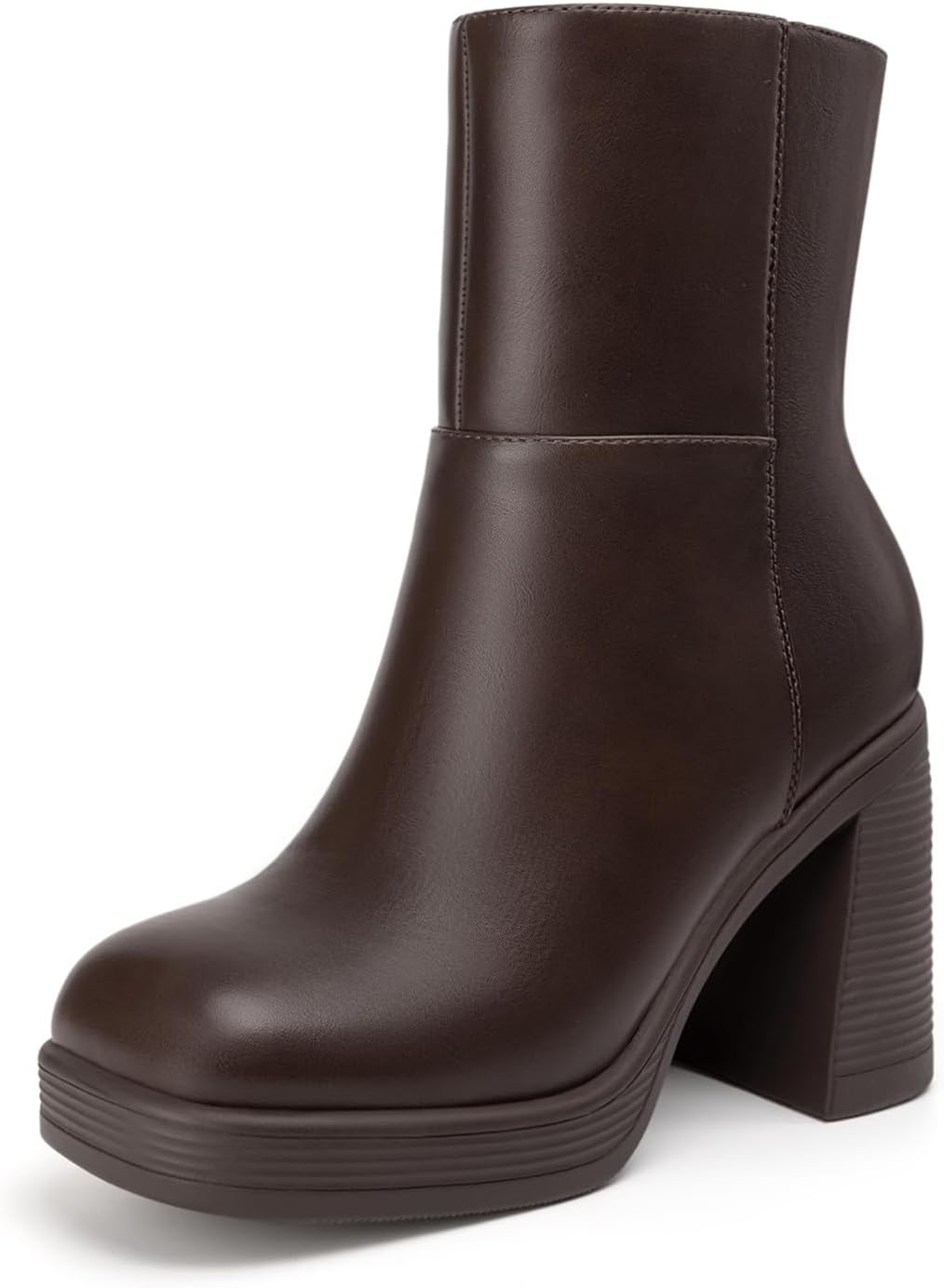 Athlefit Women's Platform Ankle Boots with Chunky Block Heel