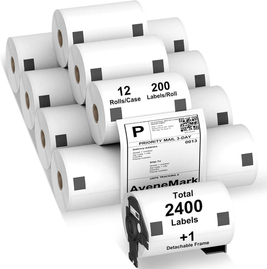 AveneMark 4x6 Shipping Labels - 12 Rolls for Brother DK-1241 - Compatible with QL Printers