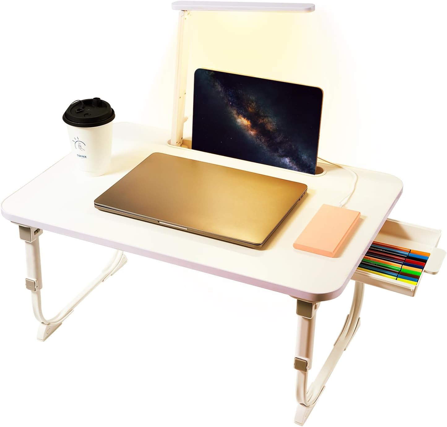 Adjustable Laptop Bed Desk with LED Light - BYMECOST