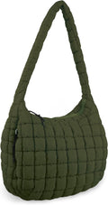 Quilted Puffer Tote Bag for Women - Lightweight Nylon Carryall