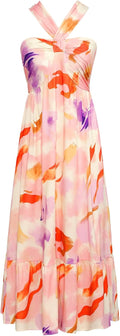 Trendy Floral Print Maxi Dress for Women with Halterneck Design
