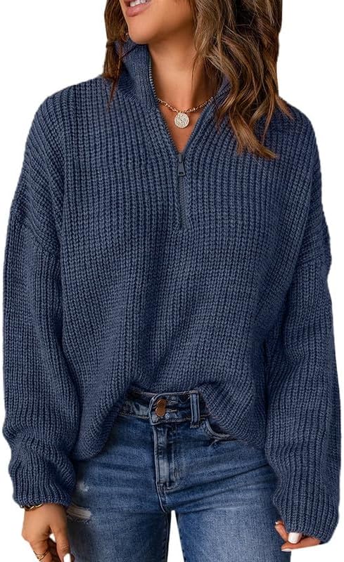 Dokotoo Womens 1/4 Zip Pullover Sweater for Casual Style