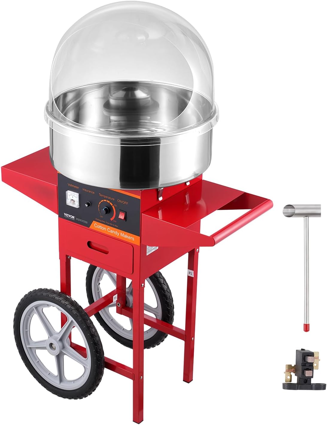 VEVOR Electric Cotton Candy Machine Cart for Home and Parties