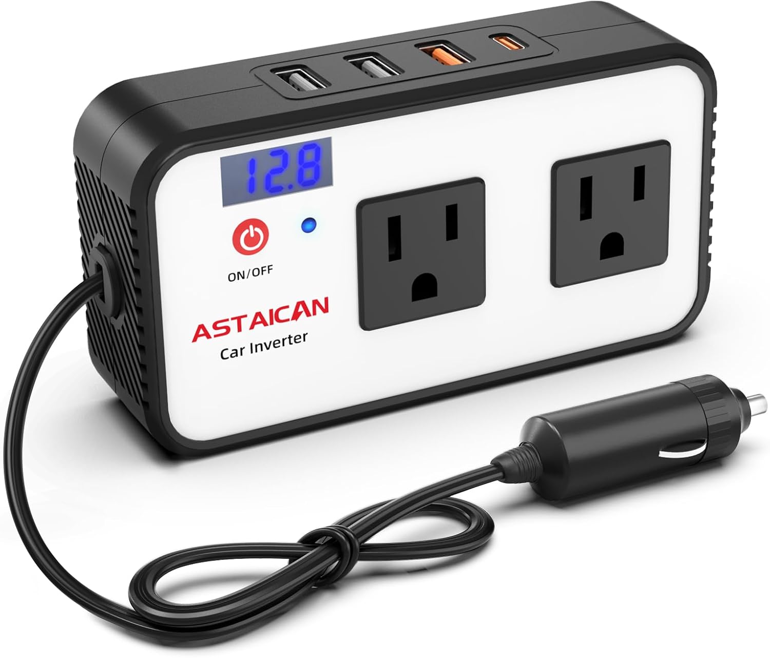 200W Car Power Inverter, Fast Charger, Dual Outlets