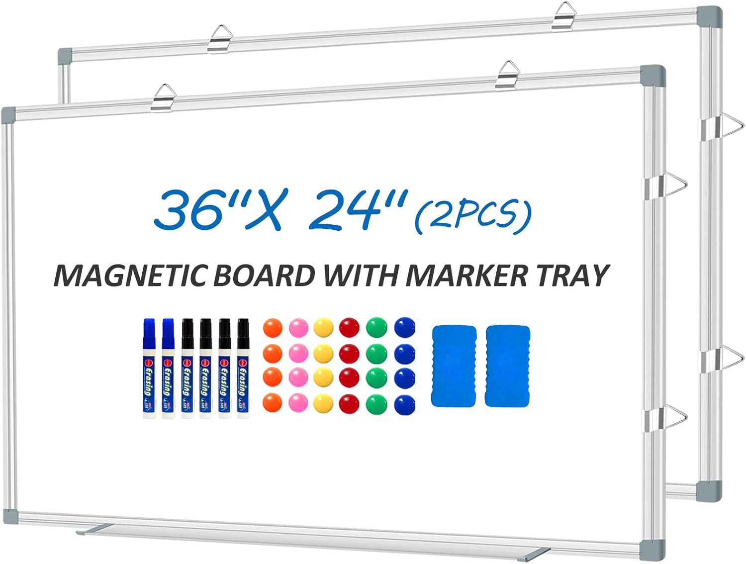 Magnetic Dry Erase Whiteboard for Wall 36in x 24in - 2pcs