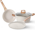 Pots and Pans Set White Nonstick Induction Cookware - Lightweight