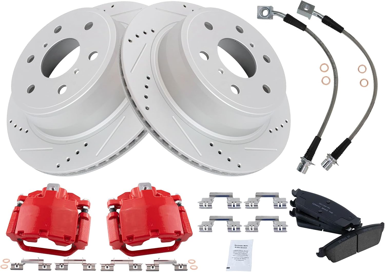TRQ Rear Brake Pad & Rotor Kit for Cadillac Chevrolet GMC
