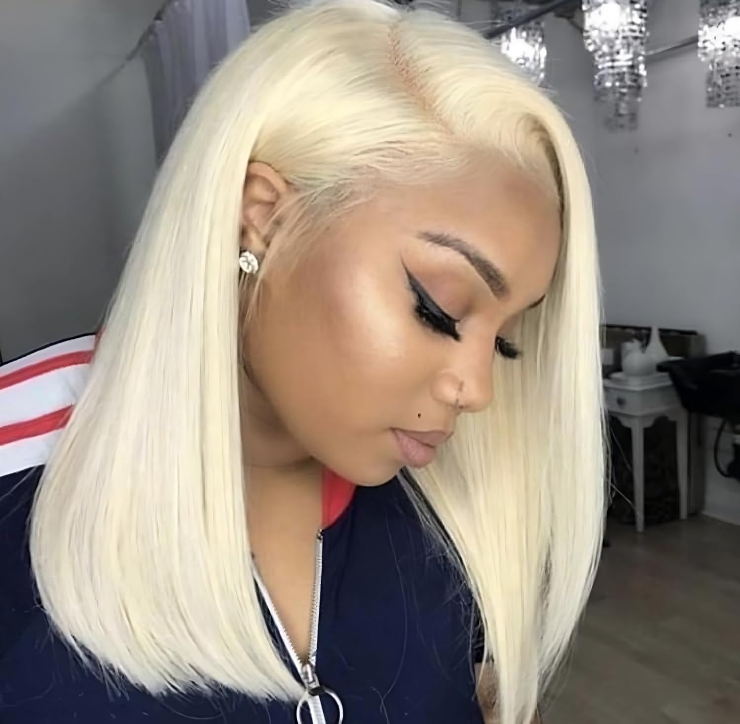 613 Lace Front Wigs Human Hair Straight Blonde Wig 16 Inch