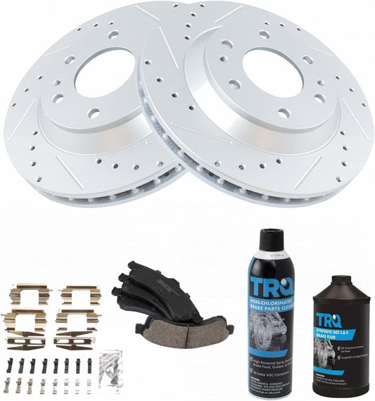 TRQ Front Brake Pad & Rotor Kit for 04-05 Ascender & More