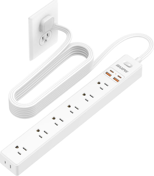 Maxpw Ultimate Power Strip - 7 Outlets 4 USB Ports, Surge Protection, Wall Mountable