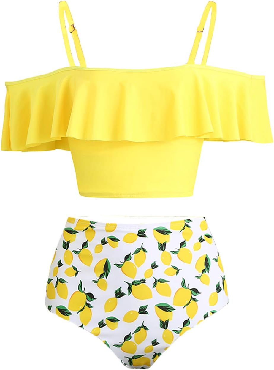 Kaei&Shi High Waisted Flounce Bikini Set for Tummy Control