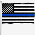 Thin Blue Line Police Flag 5x8 Embroidered - Heavy Duty Outdoor Flag