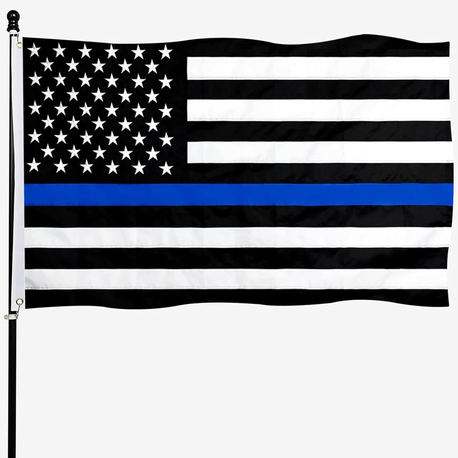 Thin Blue Line Police Flag 5x8 Embroidered Blue Lives Matter