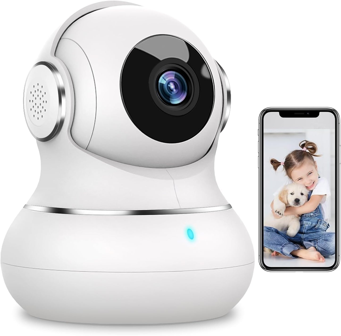 litokam 2K Indoor Security Camera: 360 Pan/Tilt, Motion Detection, Night Vision