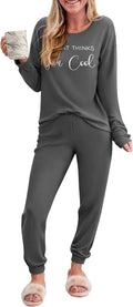 Ekouaer Pajama Sets for Women Plaid 2 Piece Long Sleeve Lounge Set