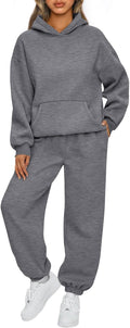 Womens 2 Piece Oversized Lounge Hoodie Sweatsuit Set - Plus Size