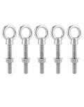 Threaded Eyebolts 5 Pack 5/8 in x 4 in Stainless Steel - Durable
