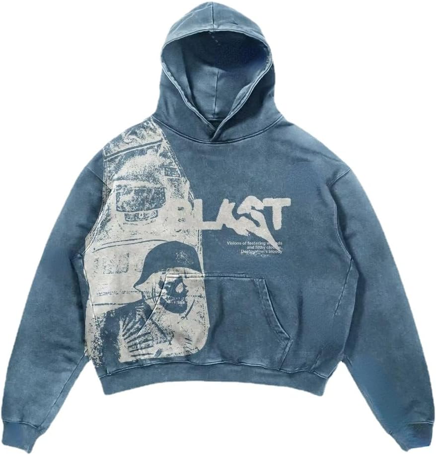 Obenie Retro Gothic Skull Print Hoodie