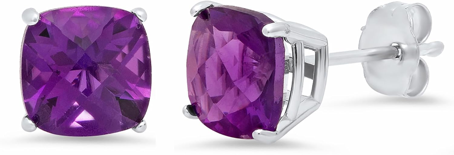 14k White or Yellow Gold Cushion-Cut December Birthstone Earrings