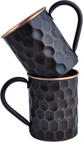 STAGLIFE 16 Oz Black Moscow Mule Copper Mugs - Rustic Hammered Set