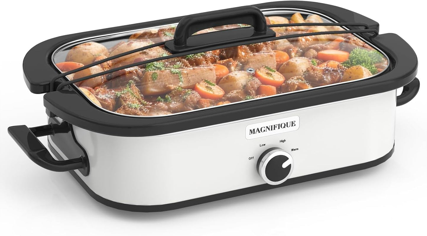 MAGNIFIQUE 4 Quart Casserole Slow Cooker for Family Dinners