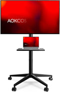 Rolling TV Stand Tall Mobile Stand for 32-65in TVs - Height Adjustable