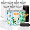 30oz Sublimation Tumblers 10 Pack - Straight Skinny Tumblers for Easy