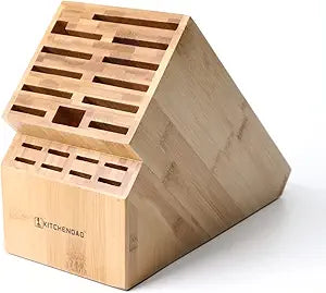 Deluxe 20 Slot Bamboo Knife Block Holder for Kitchen Storage