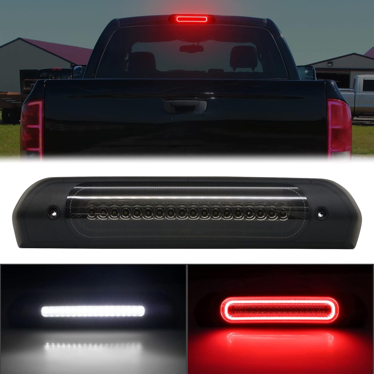 R&F Auto LED Smoked Lens High Mount Brake Light for Ram Trucks