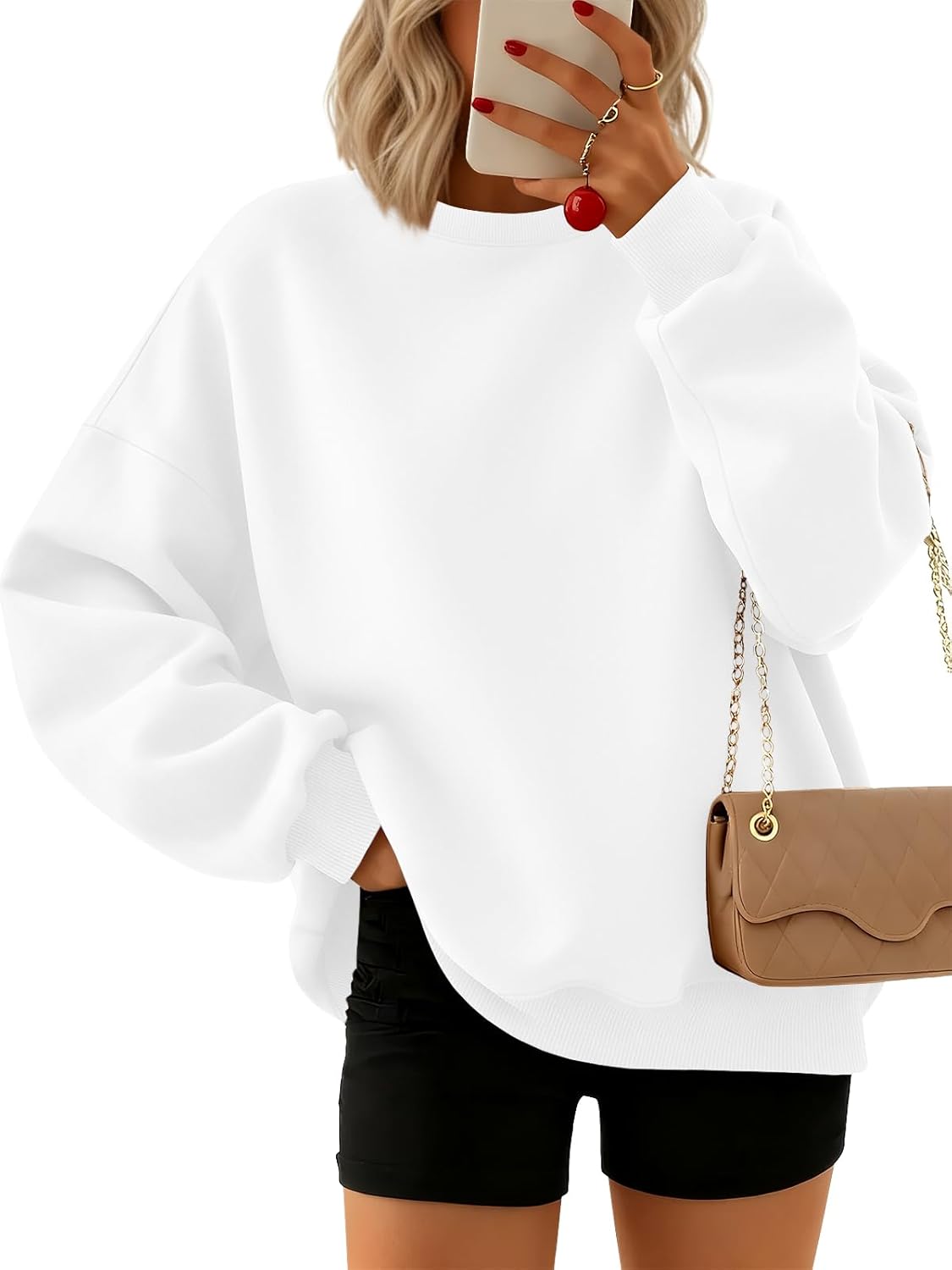 Trendy Queen Oversized Crewneck Sweatshirts for Women Fashion