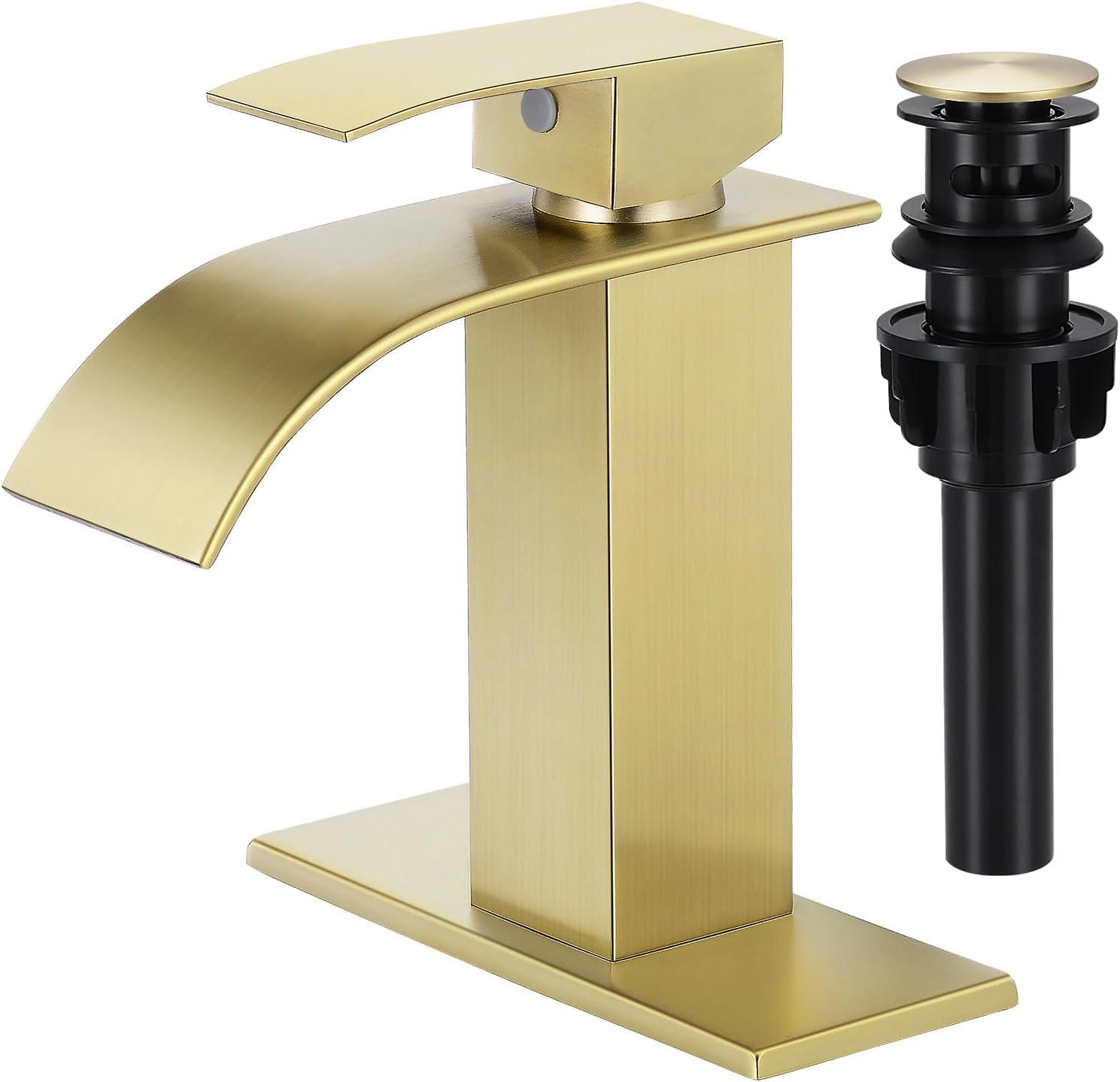 Waterfall Bathroom Faucet in Brushed Gold for Modern Sinks