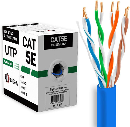 1000ft Cat5e Plenum Ethernet Cable for Reliable Networking