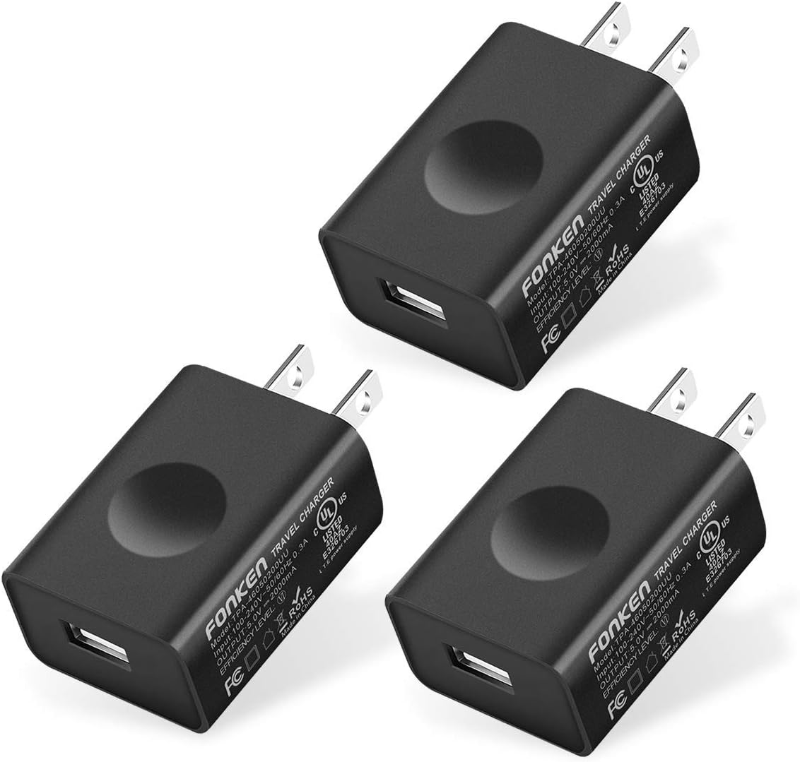 FONKEN 3-Pack USB Wall Charger - Fast Charging for Multiple Devices