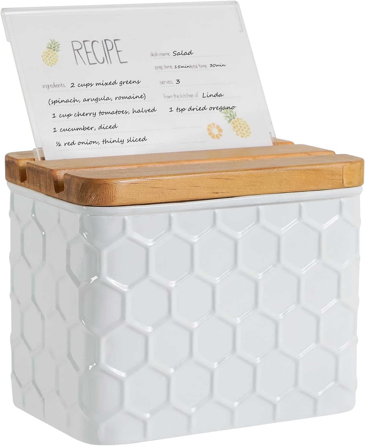 Recipe Box with Cards and Dividers Set for Kitchen Organization