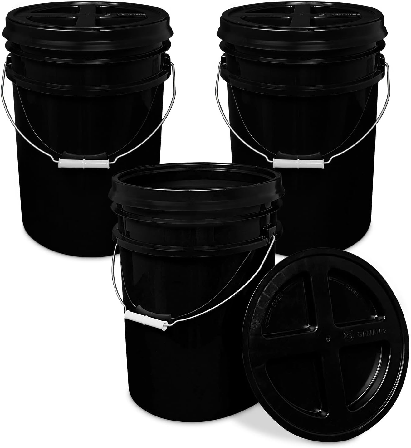 5 Gallon Black Bucket with Gamma Seal Lid for Food Storage