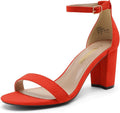 DREAM PAIRS Women's Chunk Low Heel Pump Sandals - Mixed Heel Heights