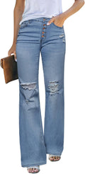 Chic High Waisted Ripped Jeans for Women by LookbookStore