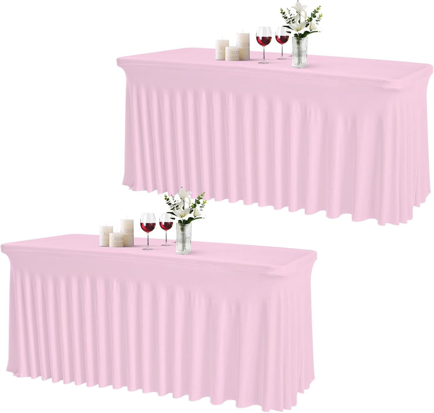 JCJ Table Skirt for Rectangle Tables - Elegant Pink Tablecloths