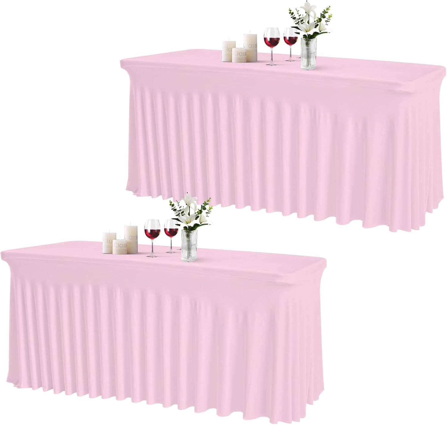 JCJ Table Skirt for Rectangle Tables - Elegant Pink Tablecloths